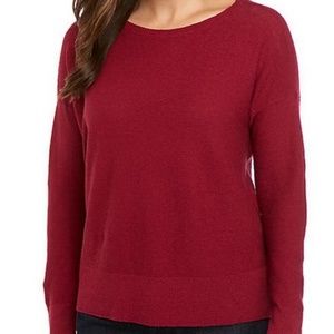 218.00 NWT EILEEN FISHER L HIBISCUS ORGANIC LINEN STRETCH TOP HI/LOW HEM